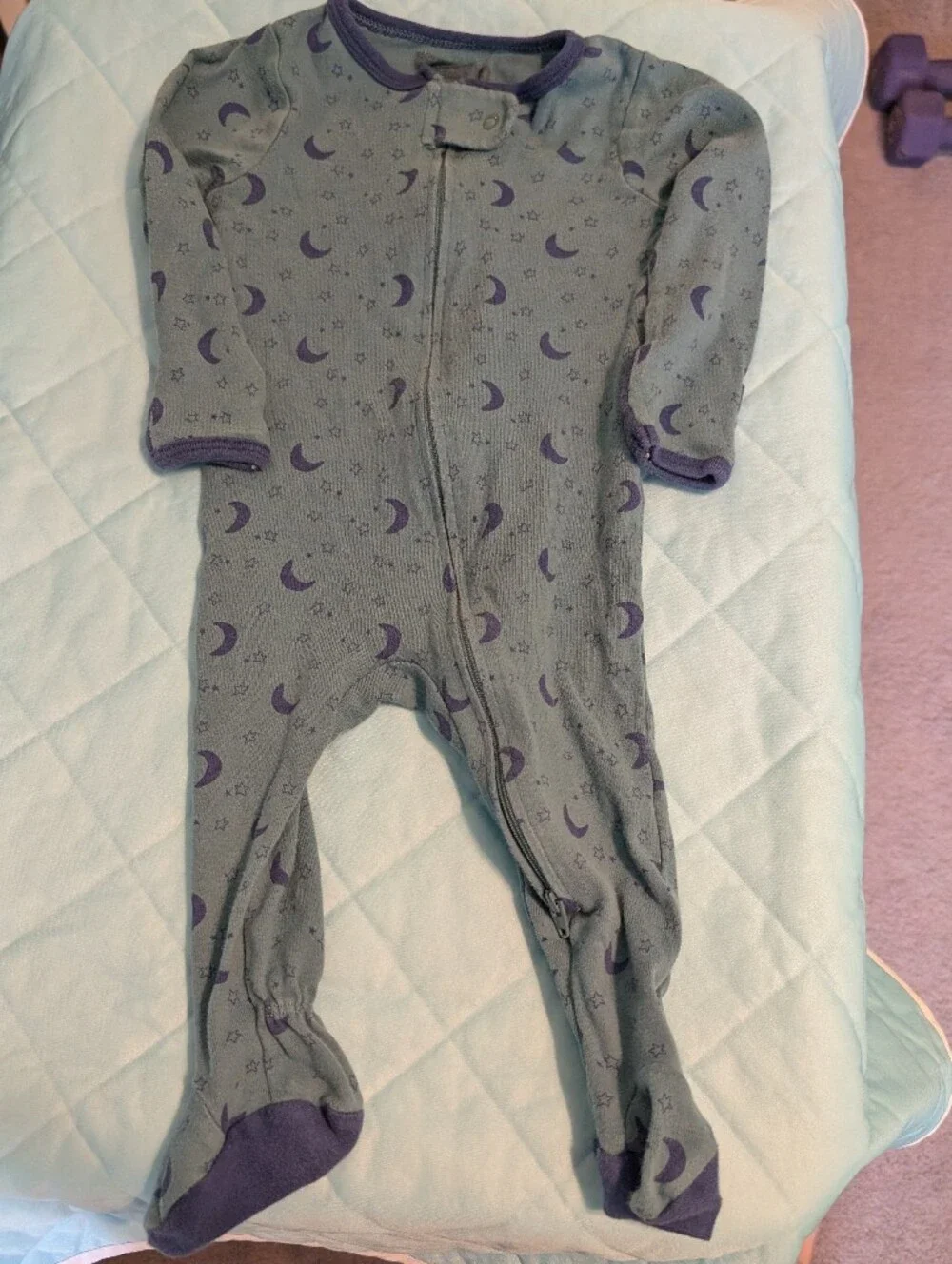 Cloud Island Space Stars Moons Footies Zipper Pajamas 6-9 Month